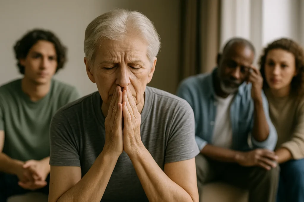 Diverse group of people showing fatigue thirst and concern representing daily struggles with uncontrolled blood sugar